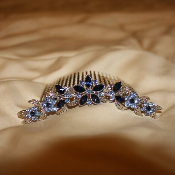 Accessories - Navy floral hair comb jewels